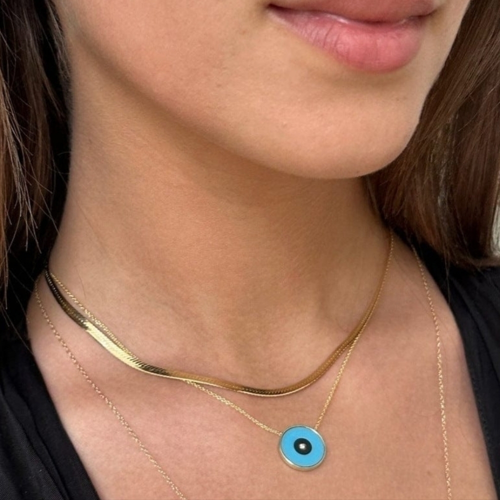Jennifer Zeuner Karli Herringbone Necklace Gold Vermeil NWT